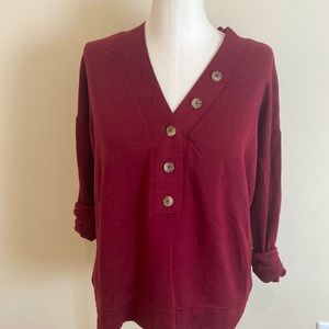 Lou & Grey Maroon Button Sweater